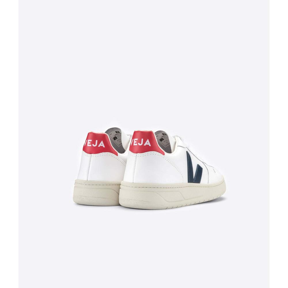 Veja V-10 LEATHER Sneakers Dames White/Black/Red | NL 664NWY